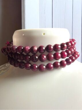 Natural Ruby Beaded Wrap Bracelet - Women Jewelry 8mm